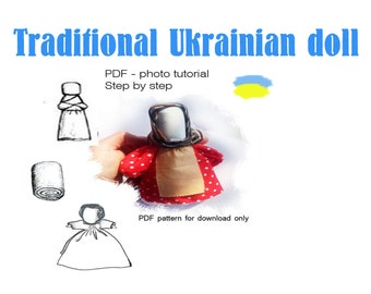 Ukraine pattern Traditional Ukrainian doll,  PDF photo instruction, Motanka, download PDF, Step by step photo tutorial, Ukrainian folk doll