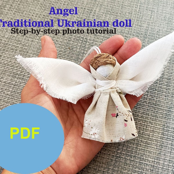 Angel Folk pattern Traditional doll,  Motanka, download PDF, Step by step photo tutorial, Ukraine