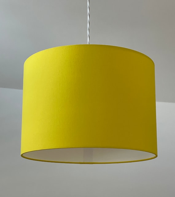 Bright Yellow Cotton Drum Lampshade Etsy Australia