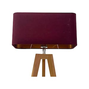 Burgundy Wine Textured 100% Linen Brushed Copper Rounded Rectangle Lampshade