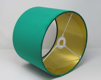 Designer Emerald Green Velvet Fabric Lampshade Brushed Metallic Gold *7 linings* 
