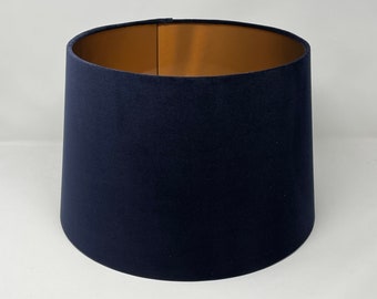 Navy Blue Velvet Brushed Copper Tapered Empire Lampshade