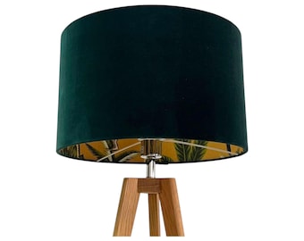 Forest Green Velvet Ochre Monkey Drum Lampshade
