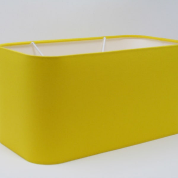 Bright Yellow Cotton Rounded Rectangle Lampshade