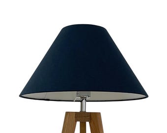 Deep Navy Blue Linen Cotton Blend Tapered Coolie Lampshade