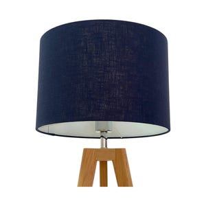 Navy Blue Textured 100% Linen Drum Lampshade