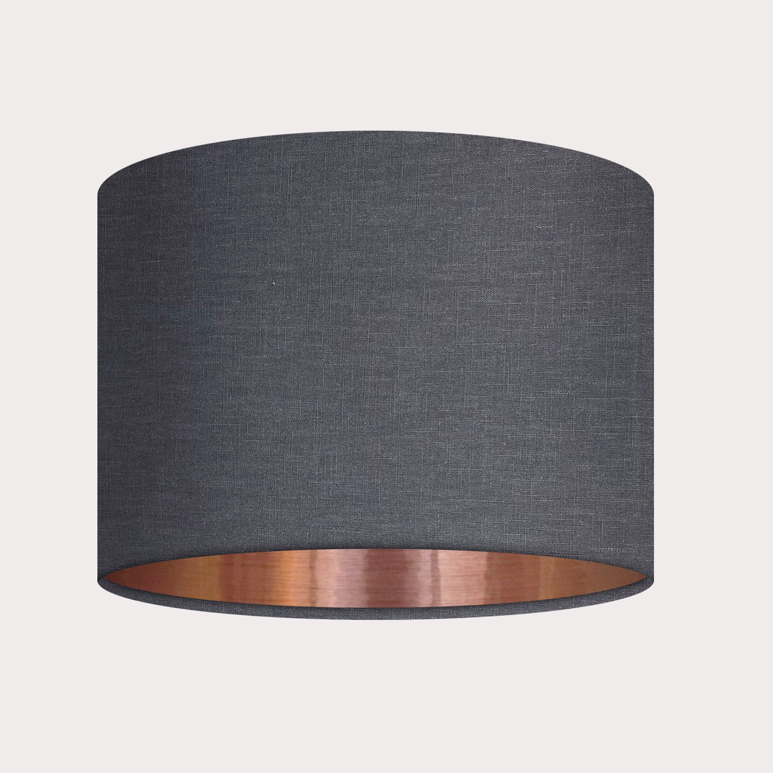 Charcoal Grey 100 Textured Linen Fabric Drum Lampshade Light Etsy