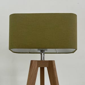 Olive Green Textured 100% Linen Rounded Rectangle Lampshade