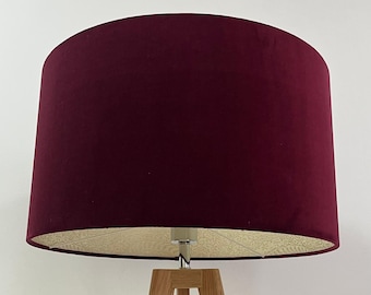 Burgundy Velvet Champagne Gold Paisley Floral Drum Lampshade