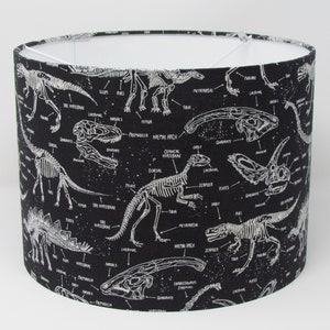 Black Glow in the Dark Dinosaur Cotton Drum Lampshade