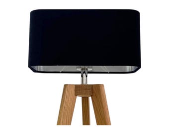 Black Velvet Brushed Silver Rounded Rectangle Lampshade