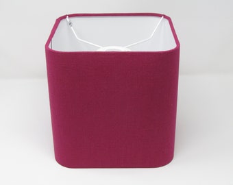 Raspberry Pink Textured 100% Linen Rounded Square Lampshade