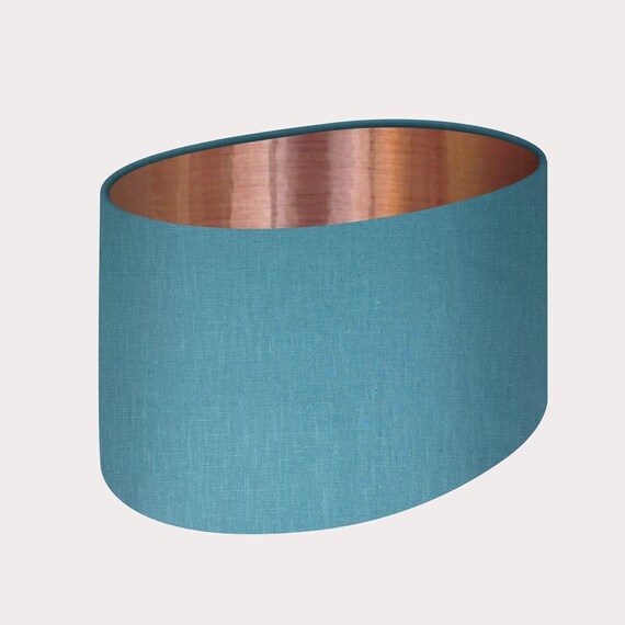 Oval Rounded Lampshade Light Shade Teal Blue 100 Textured Etsy