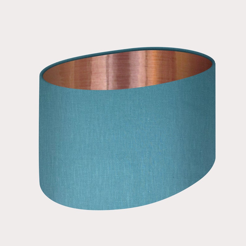 Oval Rounded Lampshade Light Shade Teal Blue 100 Textured Etsy