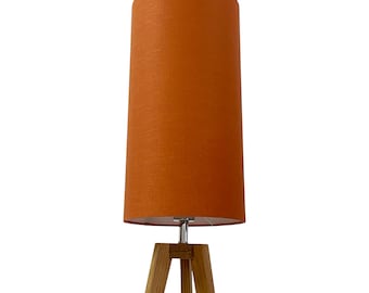 Burnt Orange Textured 100% Linen Extra Tall Cylindrical Drum Lampshade