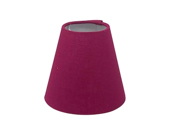 Raspberry Pink Textured 100% Linen Small Candle Clip Wall Tapered Lampshade
