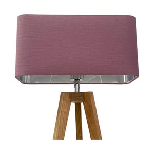 Mauve Textured 100% Linen Brushed Silver Rounded Rectangle Lampshade