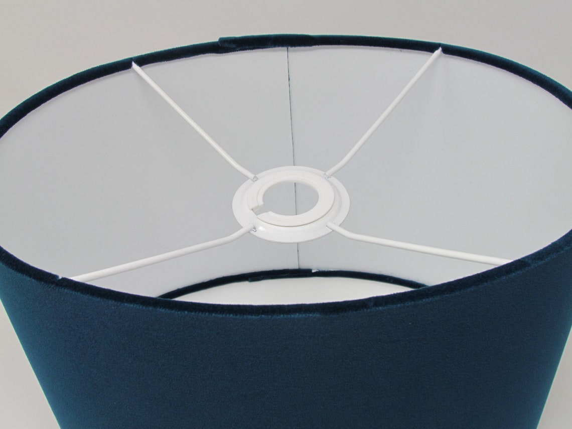 Oval Rounded Lampshade Light Shade Teal Blue Velvet Fabric Etsy