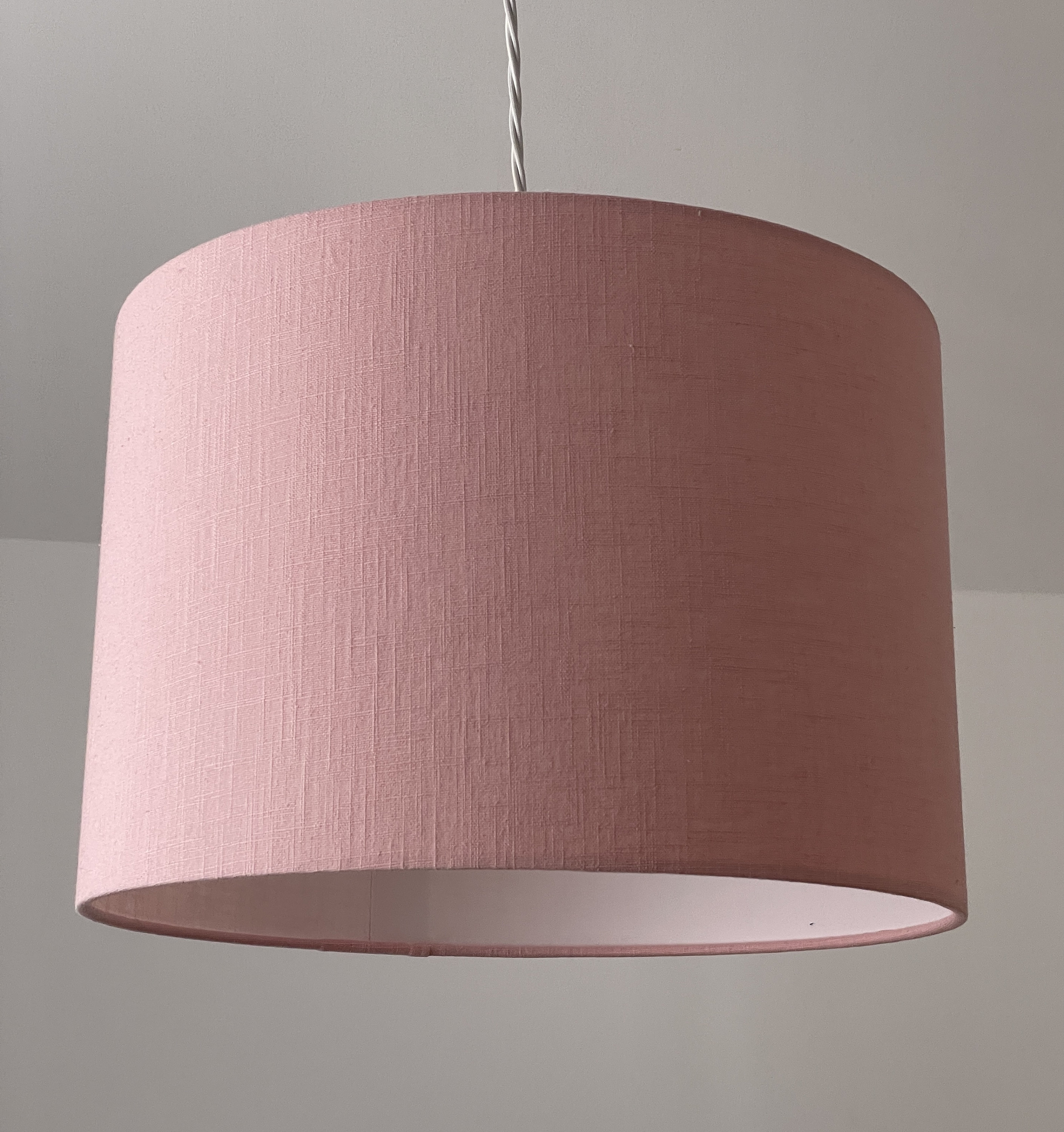 Pink Ceiling Light Shade Pink Cotton Fabric Easy Fit Ceiling Lightshade Modern 25cm Drum Shade