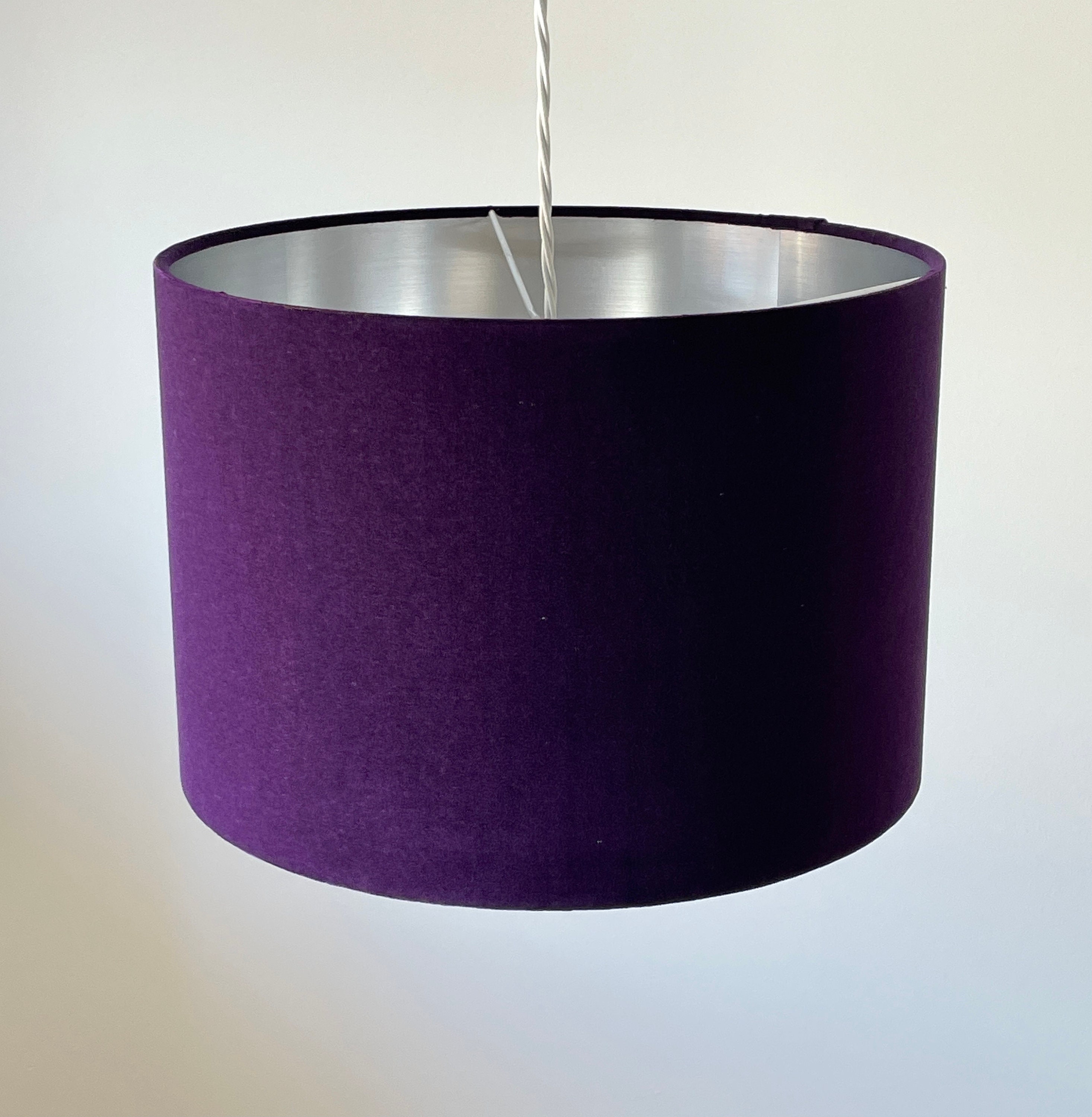 Purple Velvet Brushed Silver Drum Lampshade Etsy Australia