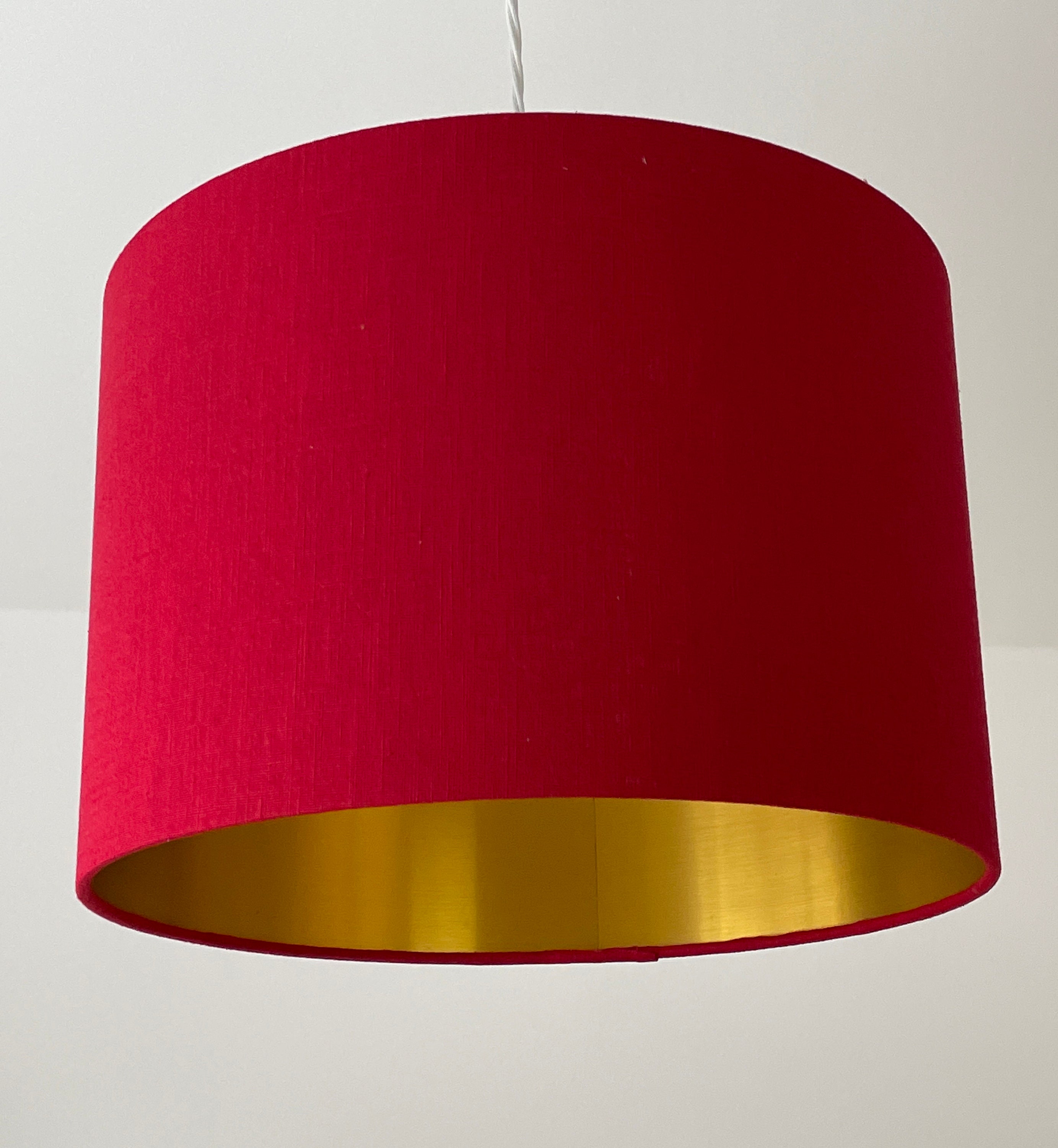 Dark Red Textured 100 Linen Brushed Gold Drum Lampshade Etsy