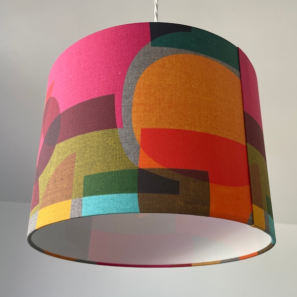 Bright Abstract Mid Century Drum Lampshade