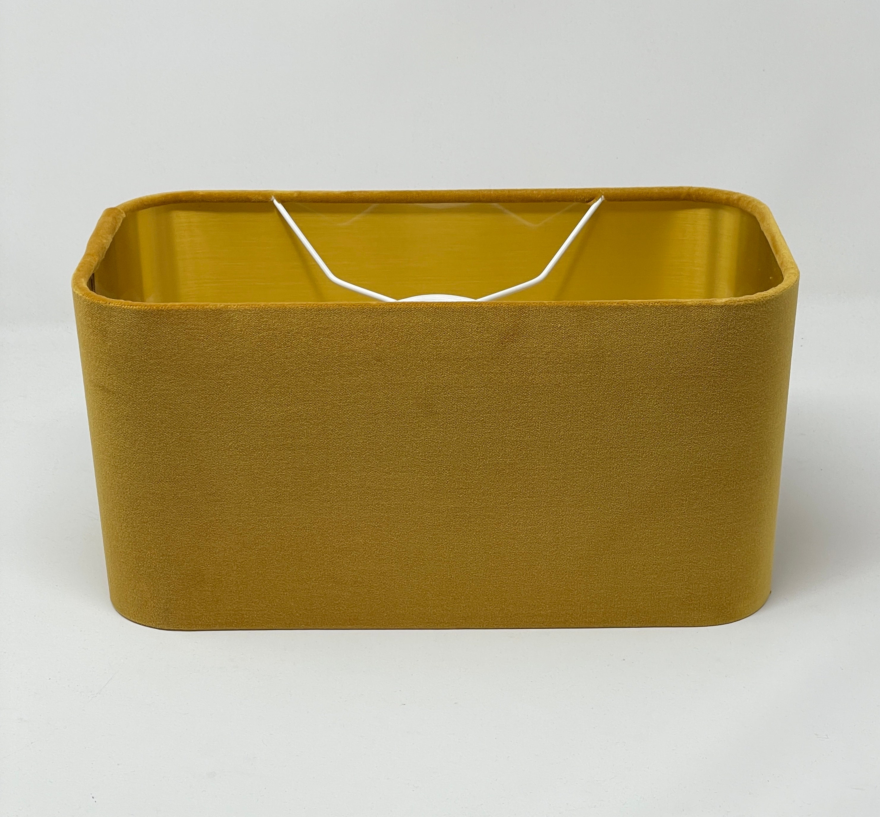 Details about / Lampshade Mustard Yellow Velvet Brushed Gold Oval Light Shade
