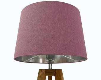 Mauve Textured 100% Linen Brushed Silver Tapered Empire Lampshade