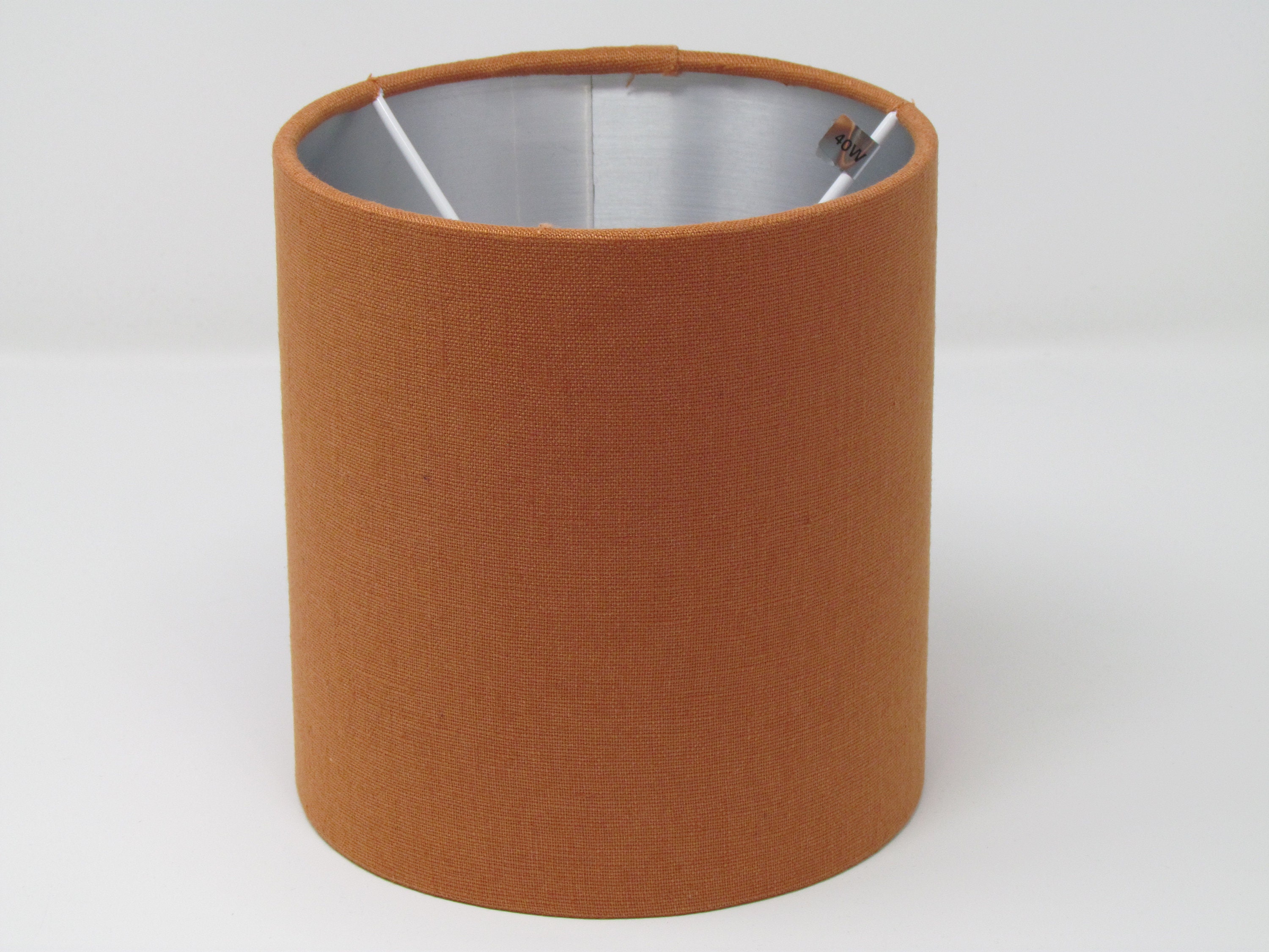 Details about   Lampshade Burnt Orange Textured 100% Linen Brushed Gold Rounded Rectangle 