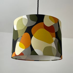 Bright Olive Green Abstract Circles Cotton Drum Lampshade