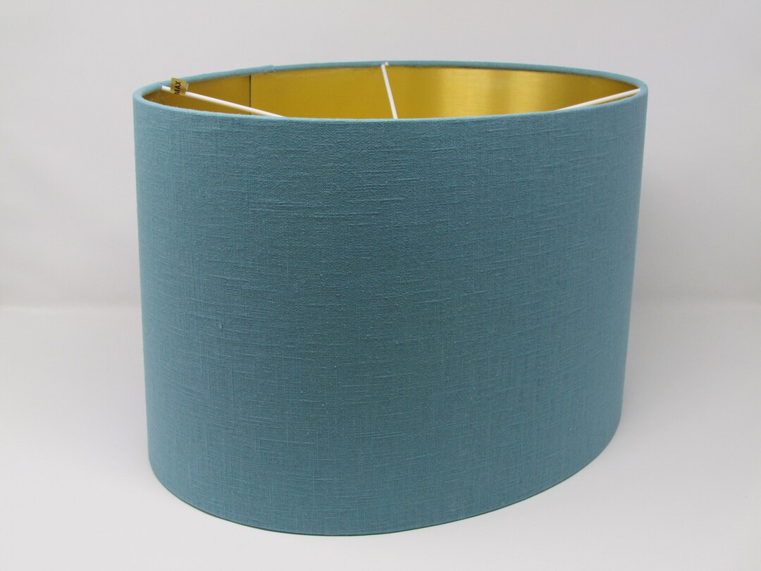 Oval Rounded Lampshade Light Shade Teal Blue 100 Textured Etsy