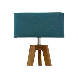 Teal Blue Textured 100% Linen Rounded Rectangle Lampshade