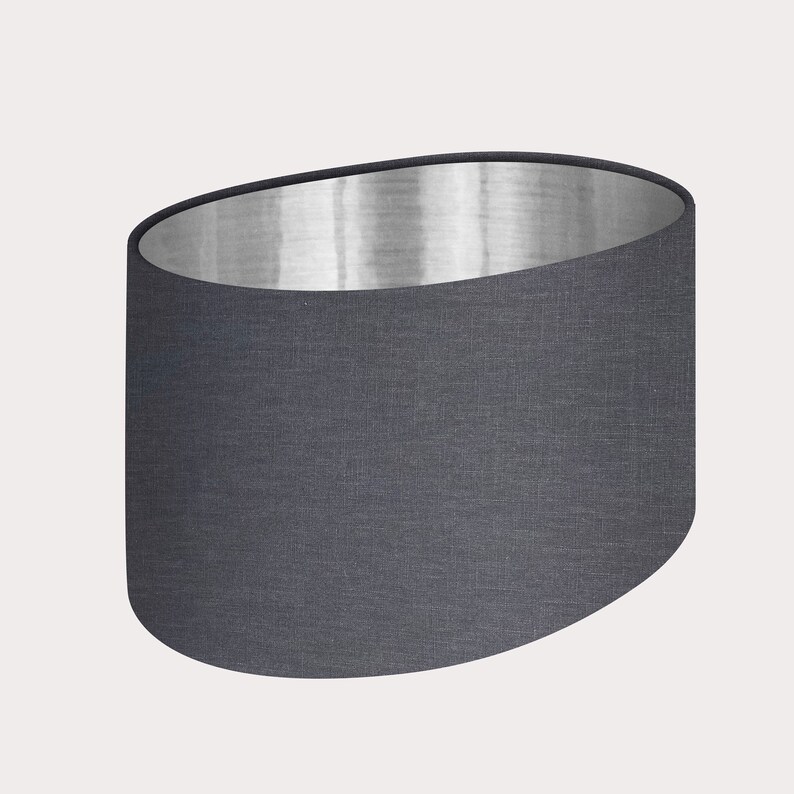 Oval Rounded Lampshade Light Shade Charcoal Grey 100 Textured Etsy