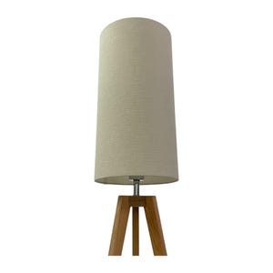 Ecru Beige Textured 100% Linen Extra Tall Cylindrical Drum Lampshade