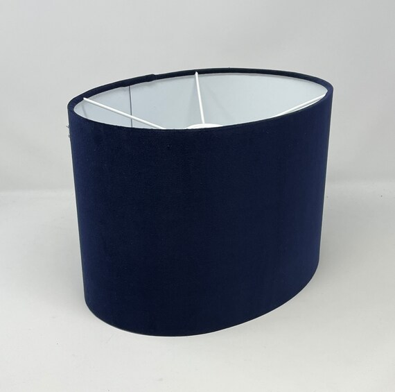 Navy Blue Velvet Oval Lampshade Uk, Oval Lampshades For Table Lamps Uk