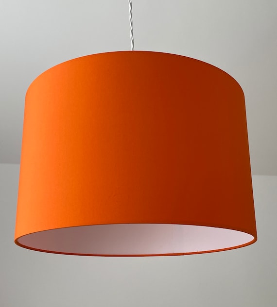 Bright Orange Cotton Drum Lampshade Etsy
