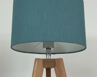 Teal Blue Textured 100% Linen Oval Lampshade