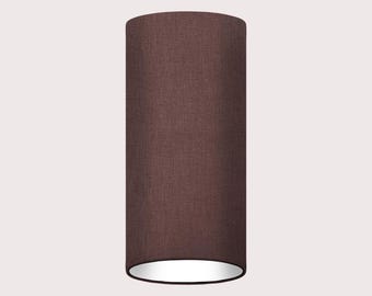 Dark Brown Textured 100% Linen Extra Tall Cylinder Drum Lampshade