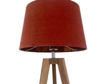 Burnt Orange Velvet Brushed Copper Tapered Empire Lampshade