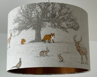 Woodland Country Stag Brushed Copper Drum Lampshade