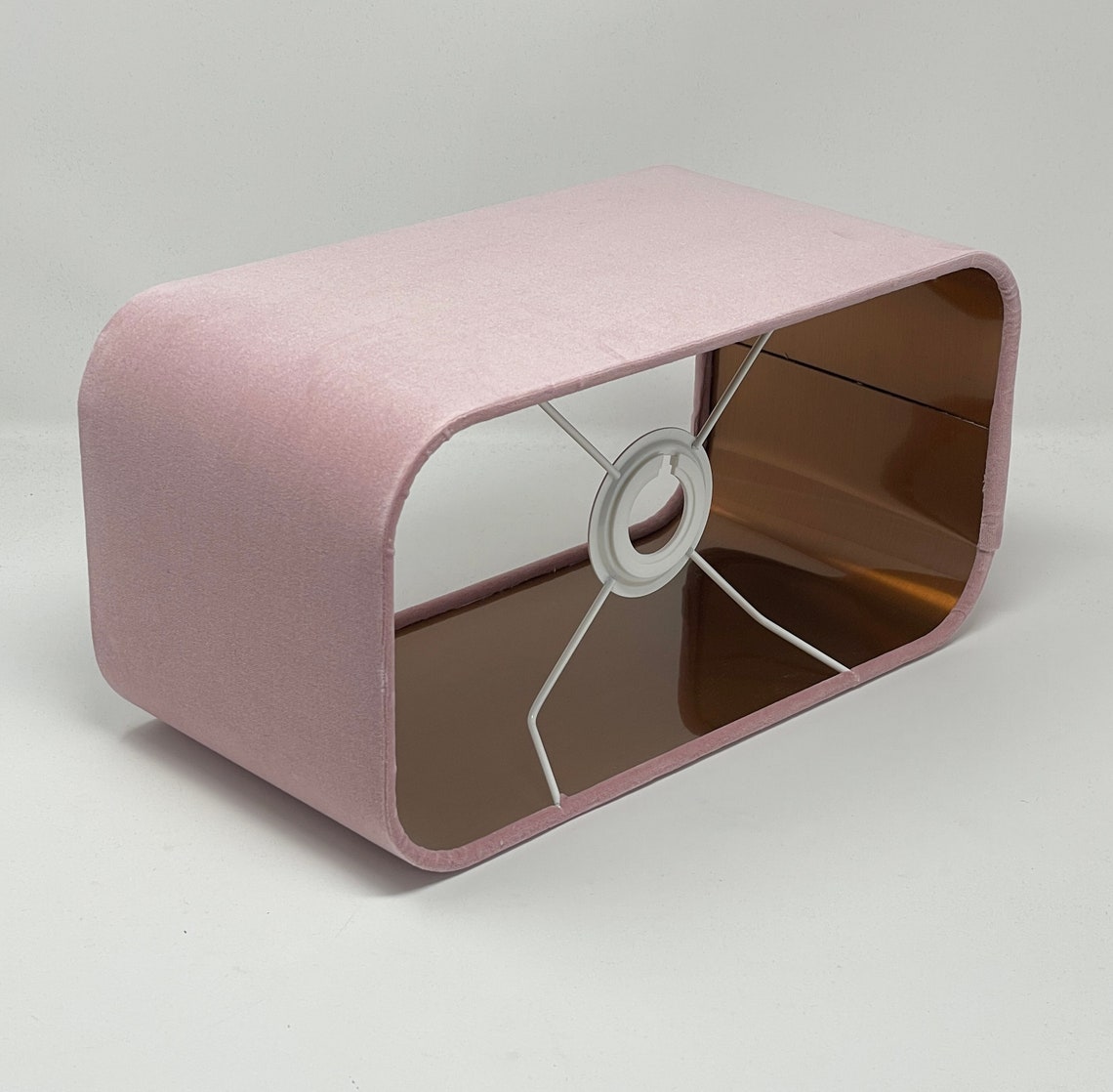 Navy Blue Textured 100% Linen Brushed Silver Rounded Rectangle Lampshade - Sweden