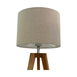 Natural Beige Textured Linen Drum Lampshade