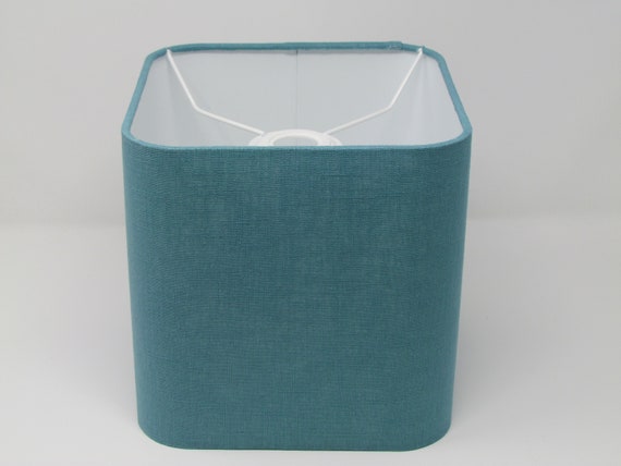 Teal Blue Texture Woven Rounded Square Lampshade Light Shade 