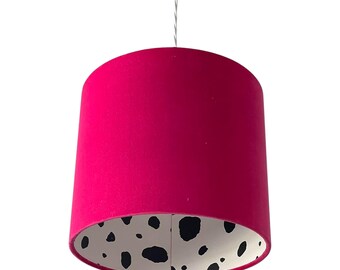Hot Pink Velvet Dalmatian Print Drum Lampshade