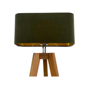 Olive Green Velvet Brushed Copper Rounded Rectangle Lampshade