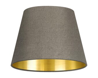 Natural Beige Textured Linen Brushed Gold Tapered Empire Lampshade