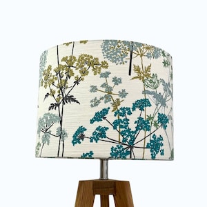 Teal Pistachio Country Hedgerow Floral Drum Lampshade