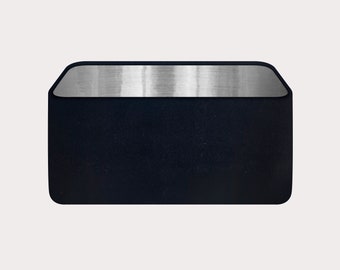 Black Velvet Brushed Silver Rounded Rectangle Lampshade