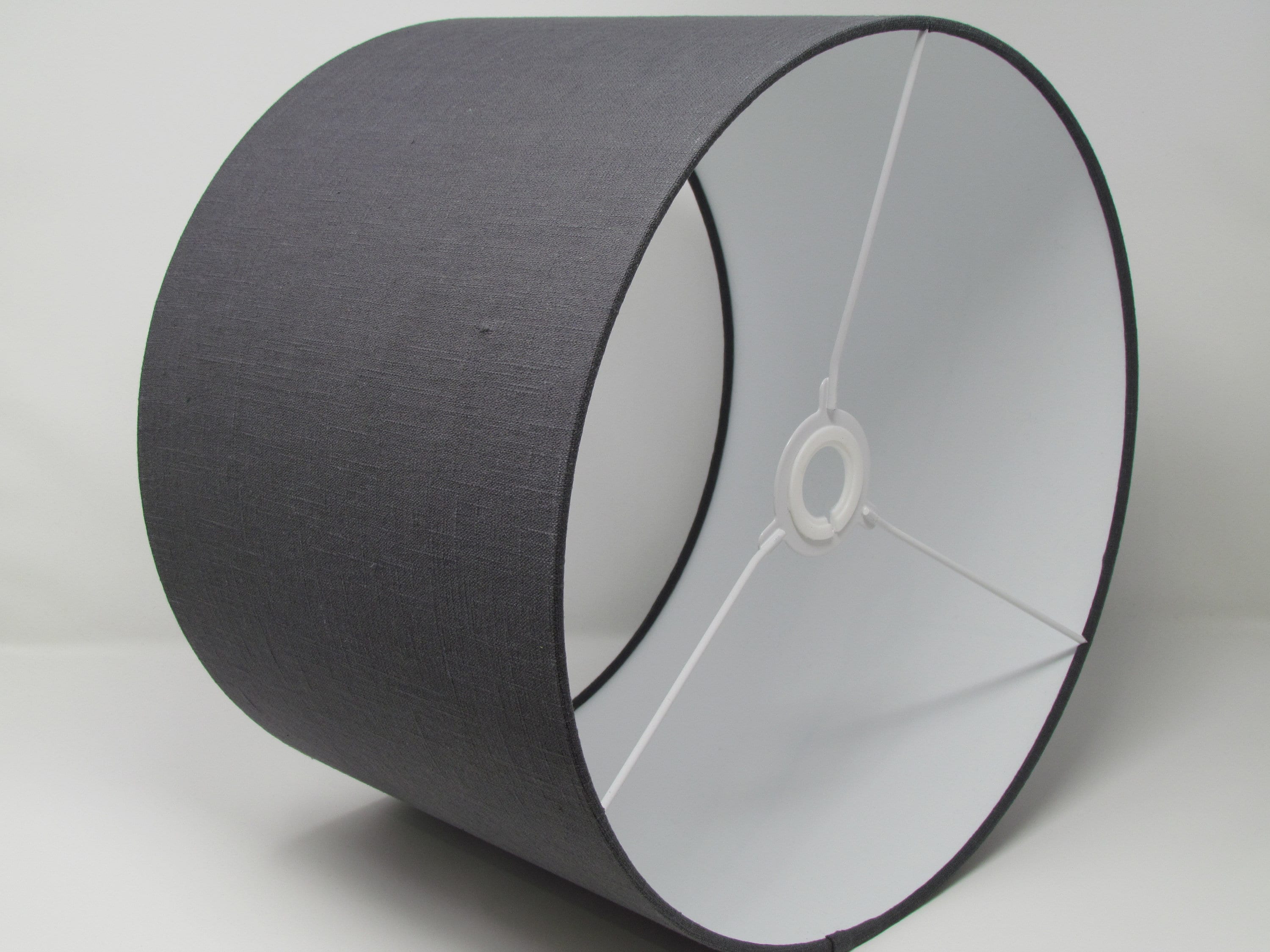 Lampshade Charcoal Grey Textured 100 Linen Drum Light Shade Etsy