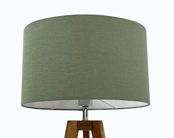 Sage Green Textured 100% Linen Oval Lampshade